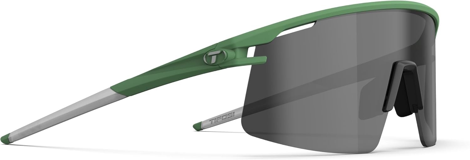 Tifosi Moab Lite Half Frame Cycling Sunglasses – Running, Pickleball(Trail Pine (Smoke  Ac Red  Clear))