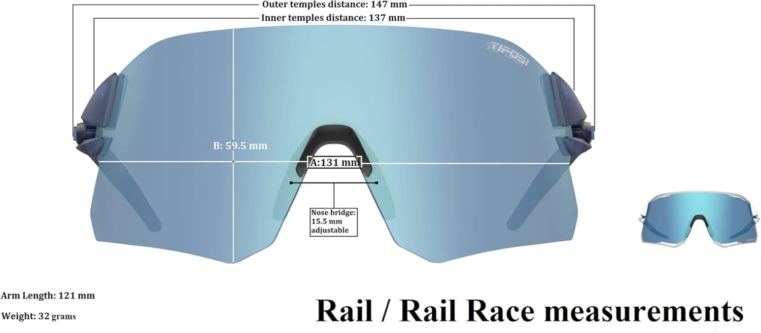 Tifosi Rail Race Cycling Sunglasses Men & Women Interchange Lens Options- Ideal For Cycling, Road, Gravel, MTB & Baseball(Crystal Clear (Clarion Rose/Clear))