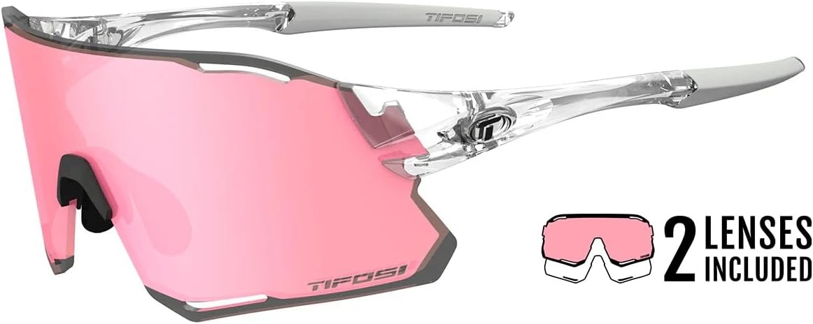 Tifosi Rail Race Cycling Sunglasses Men & Women Interchange Lens Options- Ideal For Cycling, Road, Gravel, MTB & Baseball(Crystal Clear (Clarion Rose/Clear))