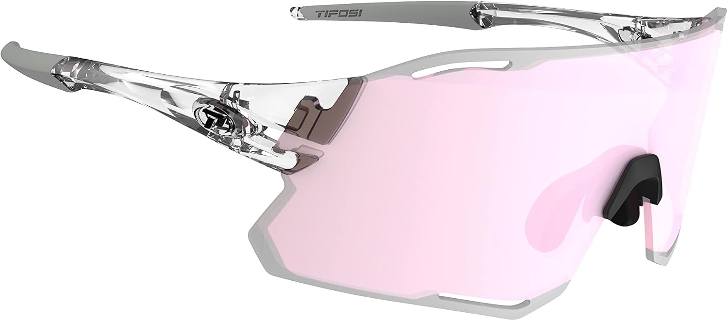 Tifosi Rail Race Cycling Sunglasses Men & Women Interchange Lens Options- Ideal For Cycling, Road, Gravel, MTB & Baseball(Crystal Clear (Clarion Rose/Clear))