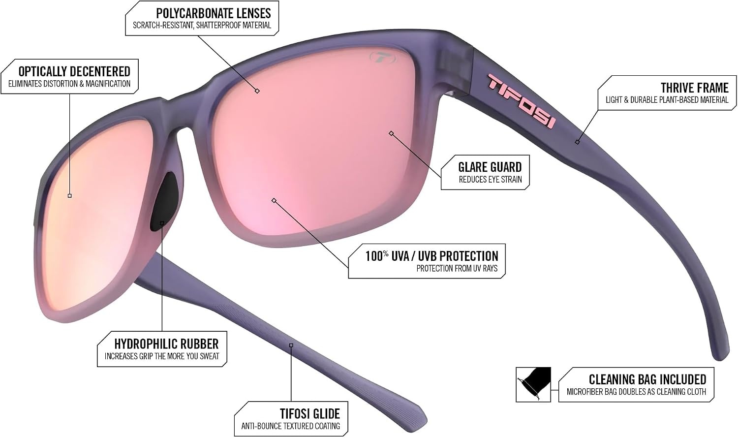 Tifosi Shumo Oversized Sunglasses – Cycling, Golf, Pickleball, Running(Midnight Coral (Pink Mirror Lens))