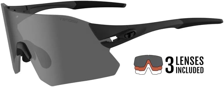 Rail Sport Sunglasses – Ideal For Cycling (Gravel, MTB & Road), Baseball & Softball(Blackout (Smoke/Ac Red/Clear))