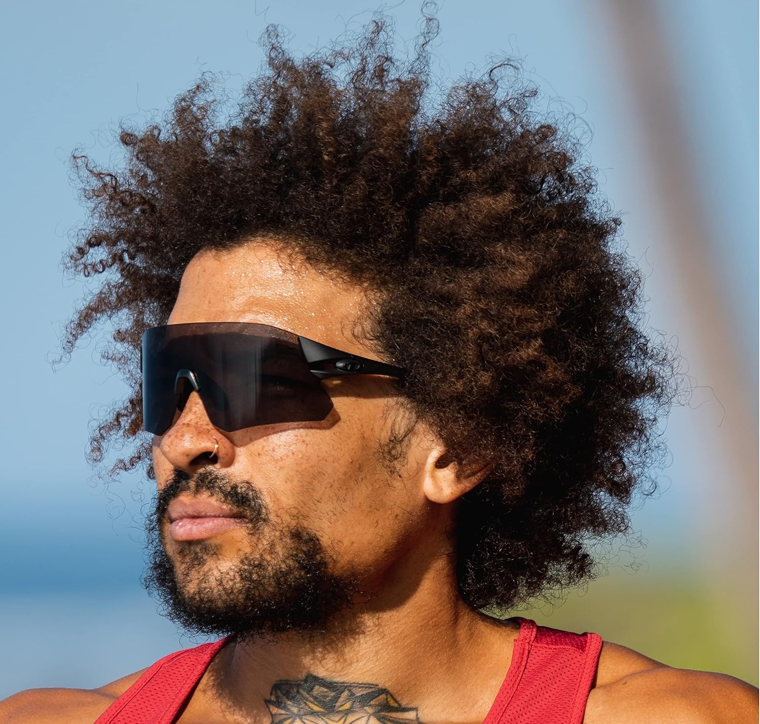 Rail Sport Sunglasses – Ideal For Cycling (Gravel, MTB & Road), Baseball & Softball(Blackout (Smoke/Ac Red/Clear))