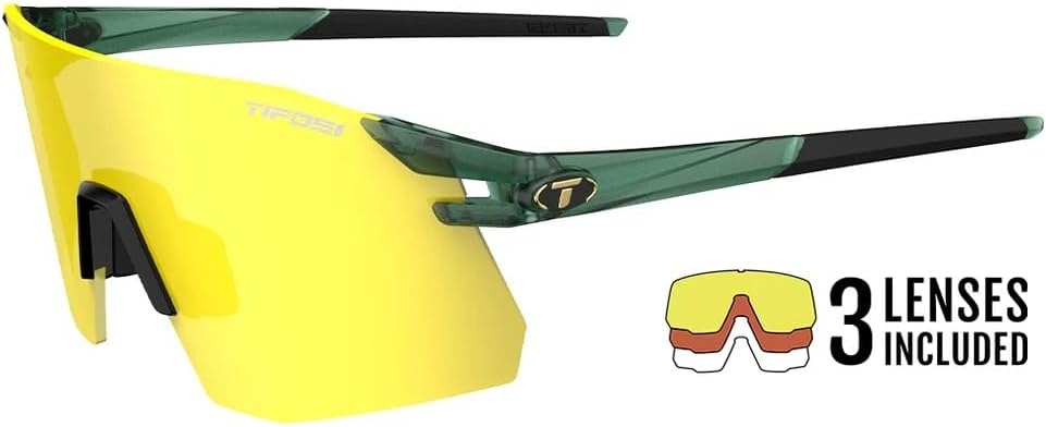 Tifosi Moab XC Rimless Cycling Sunglasses – Running, Pickleball(Forest Vapor (Clarion Yellow/Ac Red/Clear))