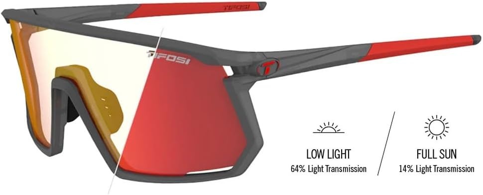 Tifosi Moab Full Frame Cycling Sunglasses – Baseball, Pickleball(Satin Vapor (Clarion Red Fototec))