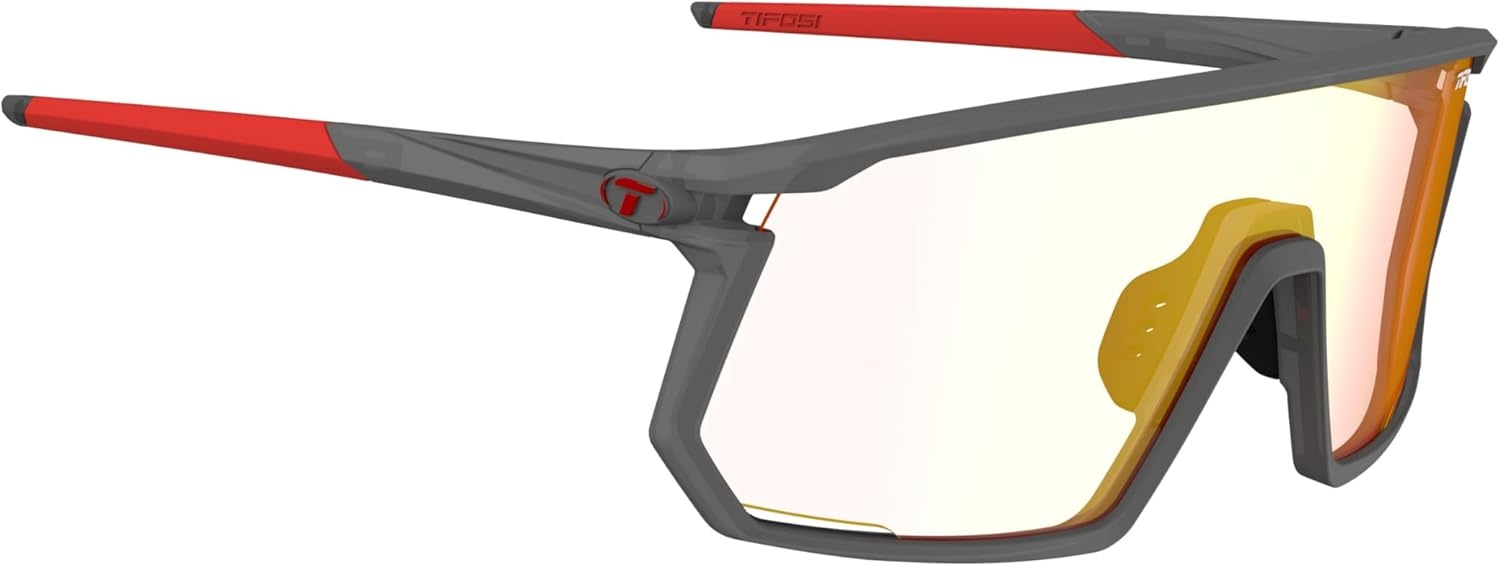 Tifosi Moab Full Frame Cycling Sunglasses – Baseball, Pickleball(Satin Vapor (Clarion Red Fototec))