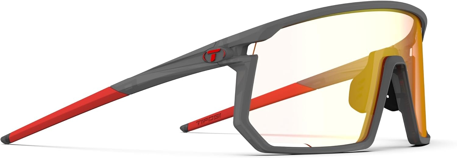 Tifosi Moab Full Frame Cycling Sunglasses – Baseball, Pickleball(Satin Vapor (Clarion Red Fototec))