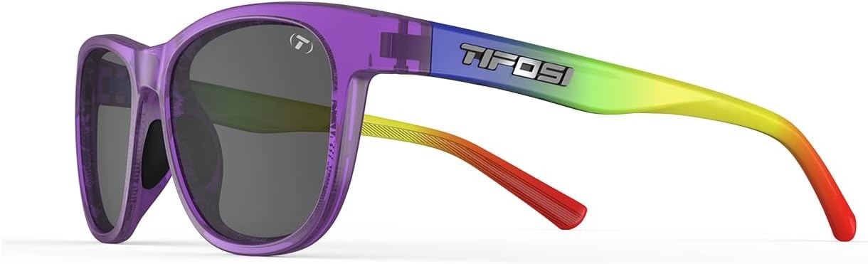 Tifosi Swank Sport Sunglasses – Tangle Free – Ideal For Cycling, Golf, Hiking, Pickleball, Running and Great Lifestyle Look(Rainbow Shine/Smoke Lens)