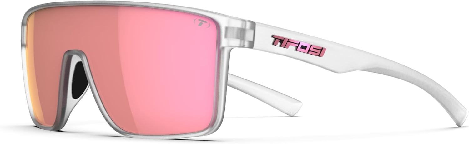 Tifosi Sanctum Sunglasses, Ideal For Cycling, Golf, Hiking, Running, Tennis & Pickleball, Lifestyle(Satin Clear (Pink Mirror))