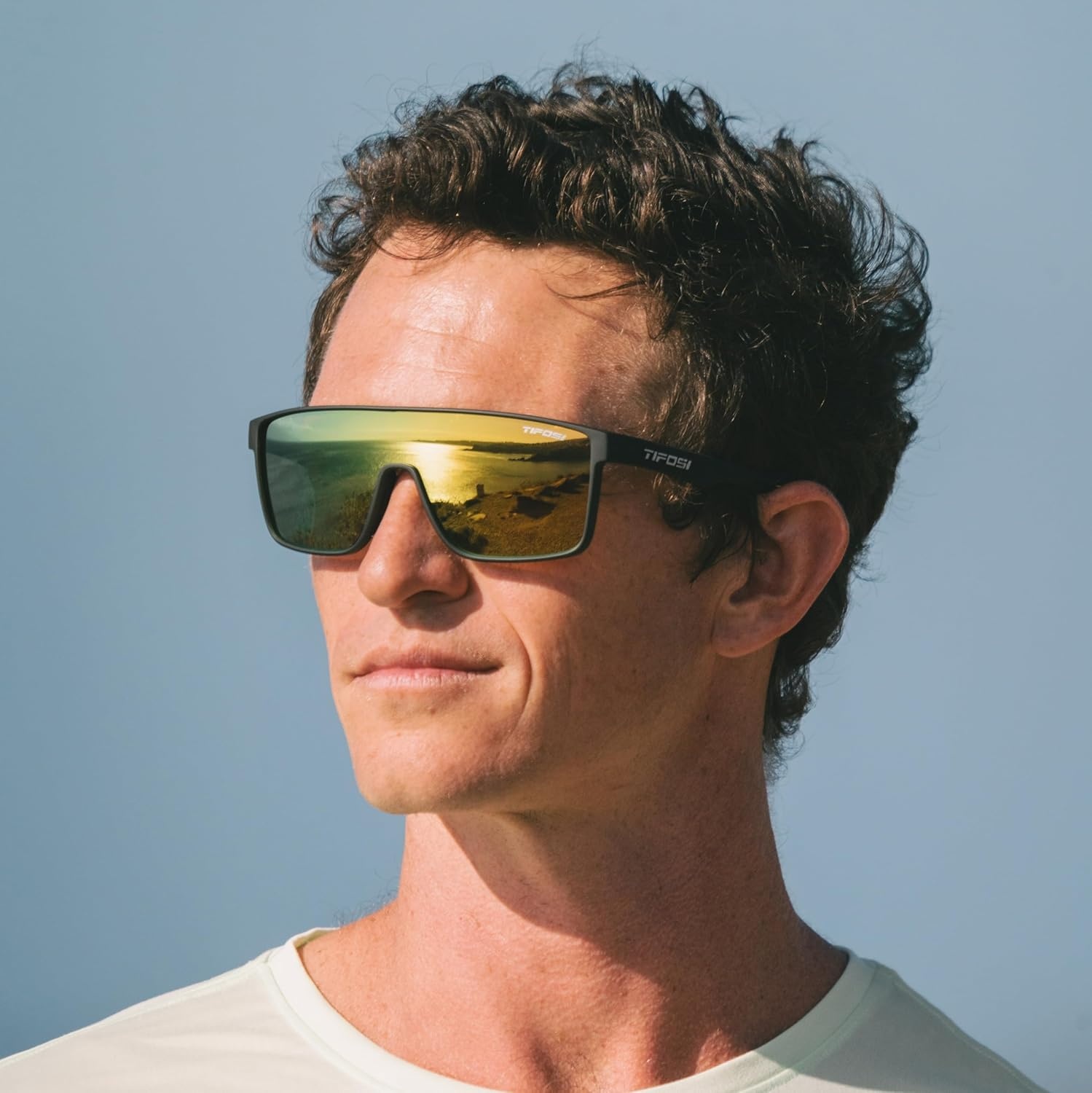 Tifosi Sanctum Sunglasses, Ideal For Cycling, Golf, Hiking, Running, Tennis & Pickleball, Lifestyle(Matte Black (Smoke Yellow Mirror))