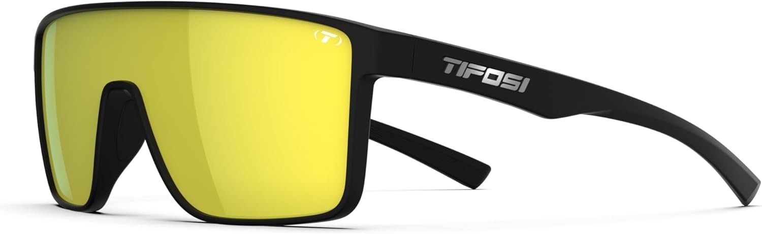 Tifosi Sanctum Sunglasses, Ideal For Cycling, Golf, Hiking, Running, Tennis & Pickleball, Lifestyle(Matte Black (Smoke Yellow Mirror))