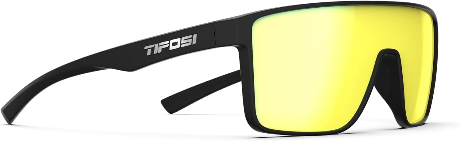 Tifosi Sanctum Sunglasses, Ideal For Cycling, Golf, Hiking, Running, Tennis & Pickleball, Lifestyle(Matte Black (Smoke Yellow Mirror))