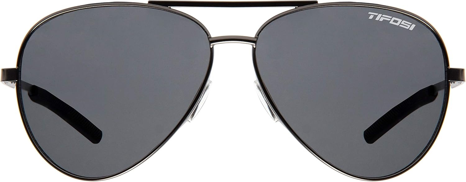 Tifosi Shwae Tangle Free Aviator Sunglasses For Men & Women – Ideal For Flying, Golf, Hiking and Running(Graphite (Smoke Polarized Lens))