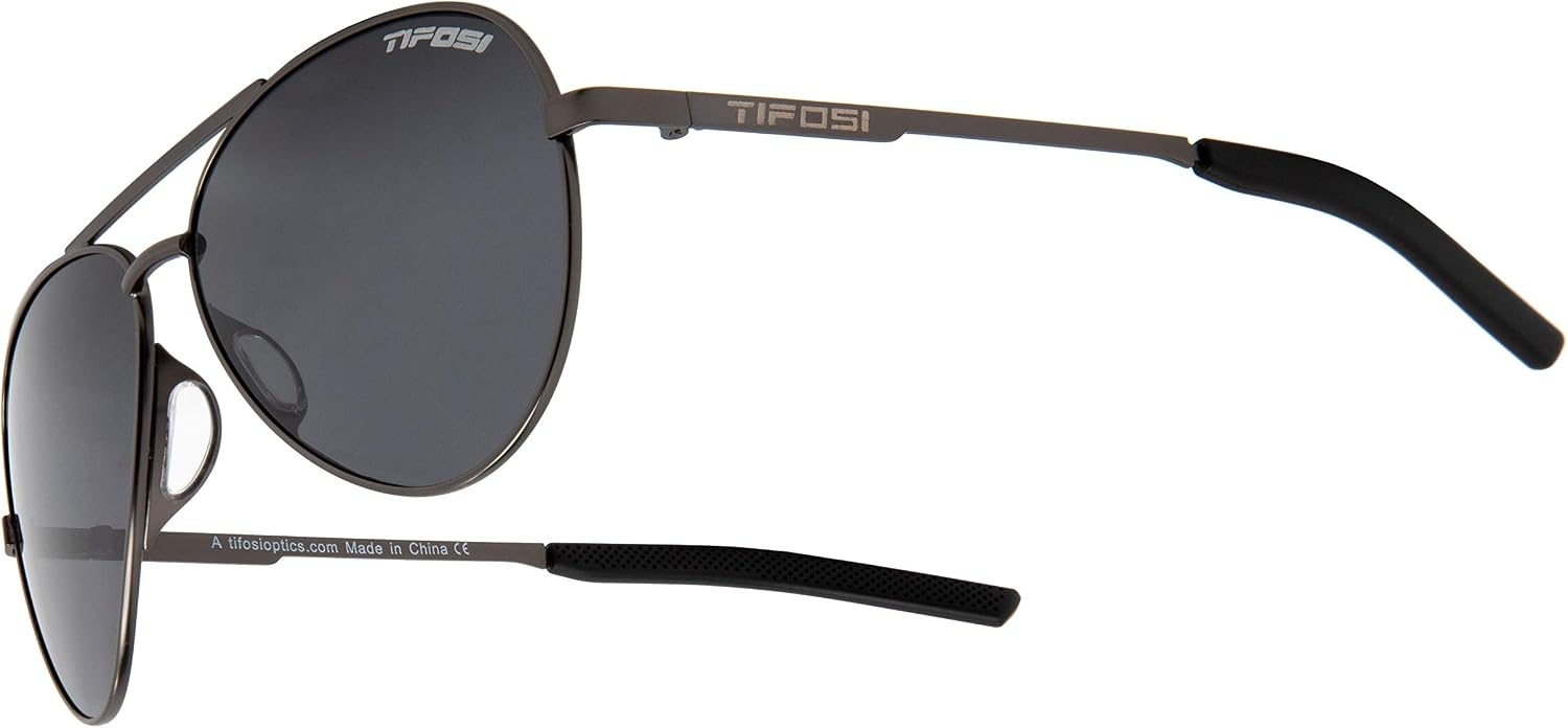 Tifosi Shwae Tangle Free Aviator Sunglasses For Men & Women – Ideal For Flying, Golf, Hiking and Running(Graphite (Smoke Polarized Lens))