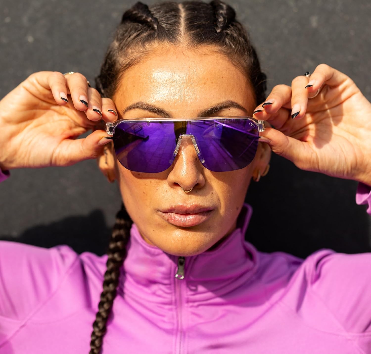 Tifosi Optics Sanctum SL Sunglasses(Crystal Clear (Purple Mirror Ar))