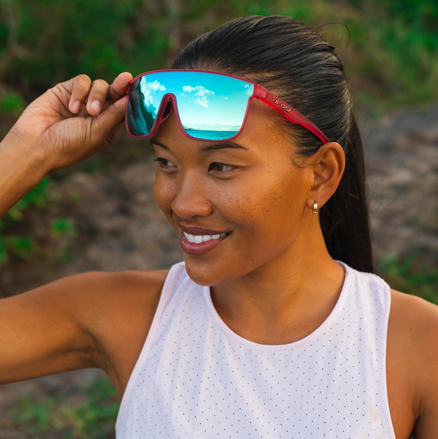 Tifosi Optics Sanctum XL Sunglasses(Matte Crystal Pink (Sky Blue Mirror))