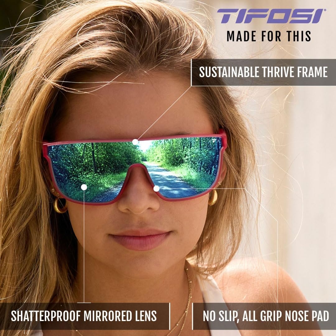 Tifosi Optics Sanctum XL Sunglasses(Matte Crystal Pink (Sky Blue Mirror))