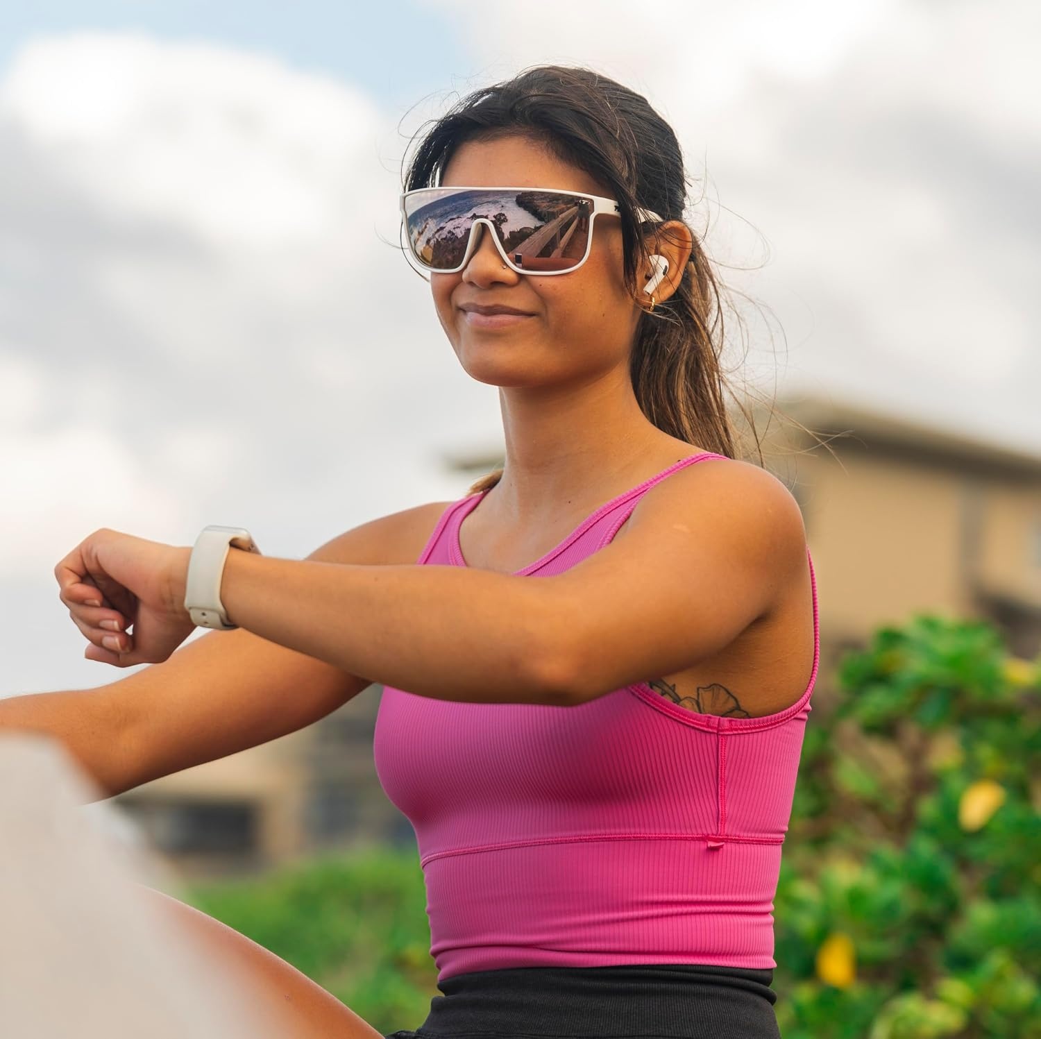 Tifosi Optics Sanctum XL Sunglasses(Matte White (Pink Mirror))