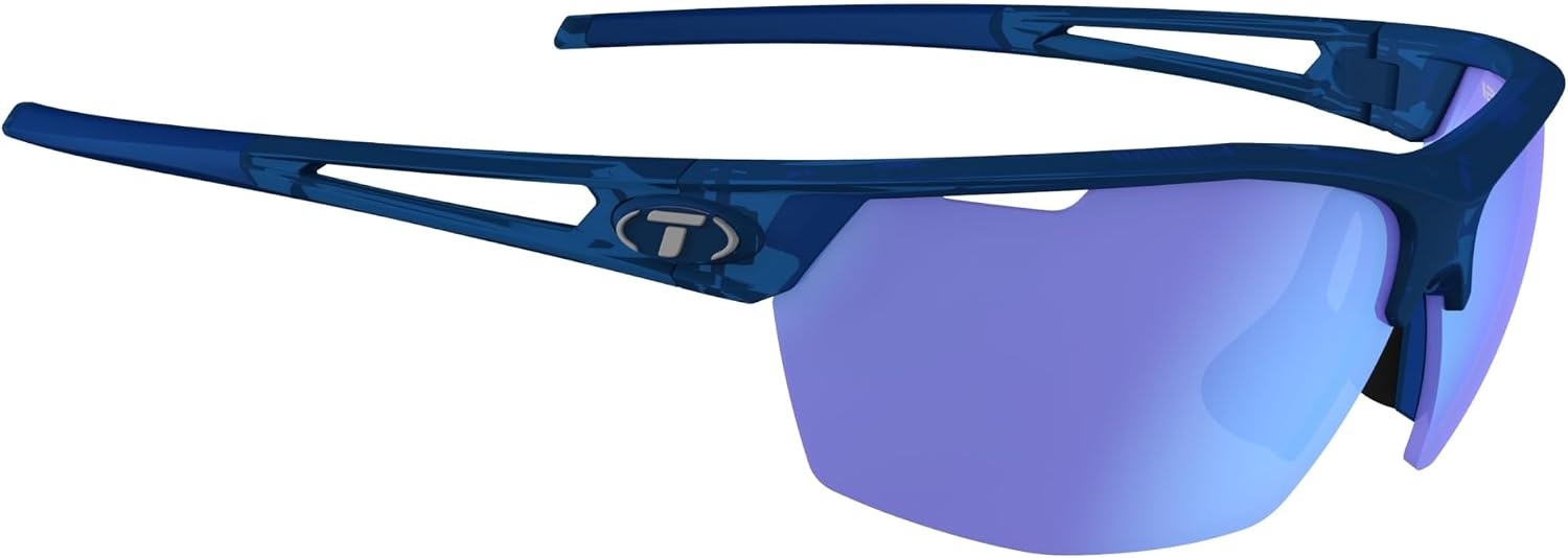 Tifosi Optics Navar Sport Sunglasses – Ideal For Golf, Pickleball, Running & Tennis. Vented Lenses Prevent Fogging(Midnight Vapor  Sky Blue Mirror)
