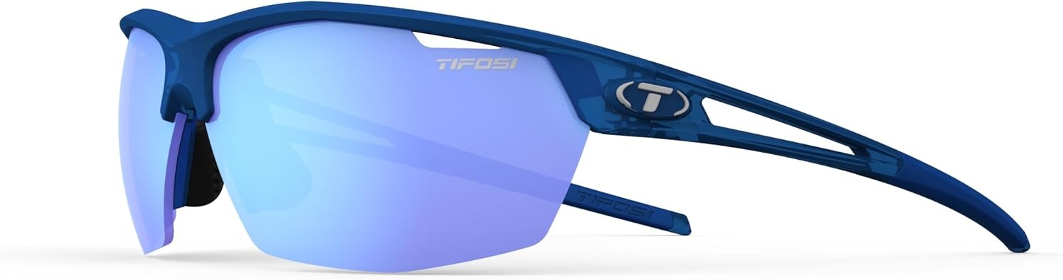 Tifosi Optics Navar Sport Sunglasses – Ideal For Golf, Pickleball, Running & Tennis. Vented Lenses Prevent Fogging(Midnight Vapor  Sky Blue Mirror)