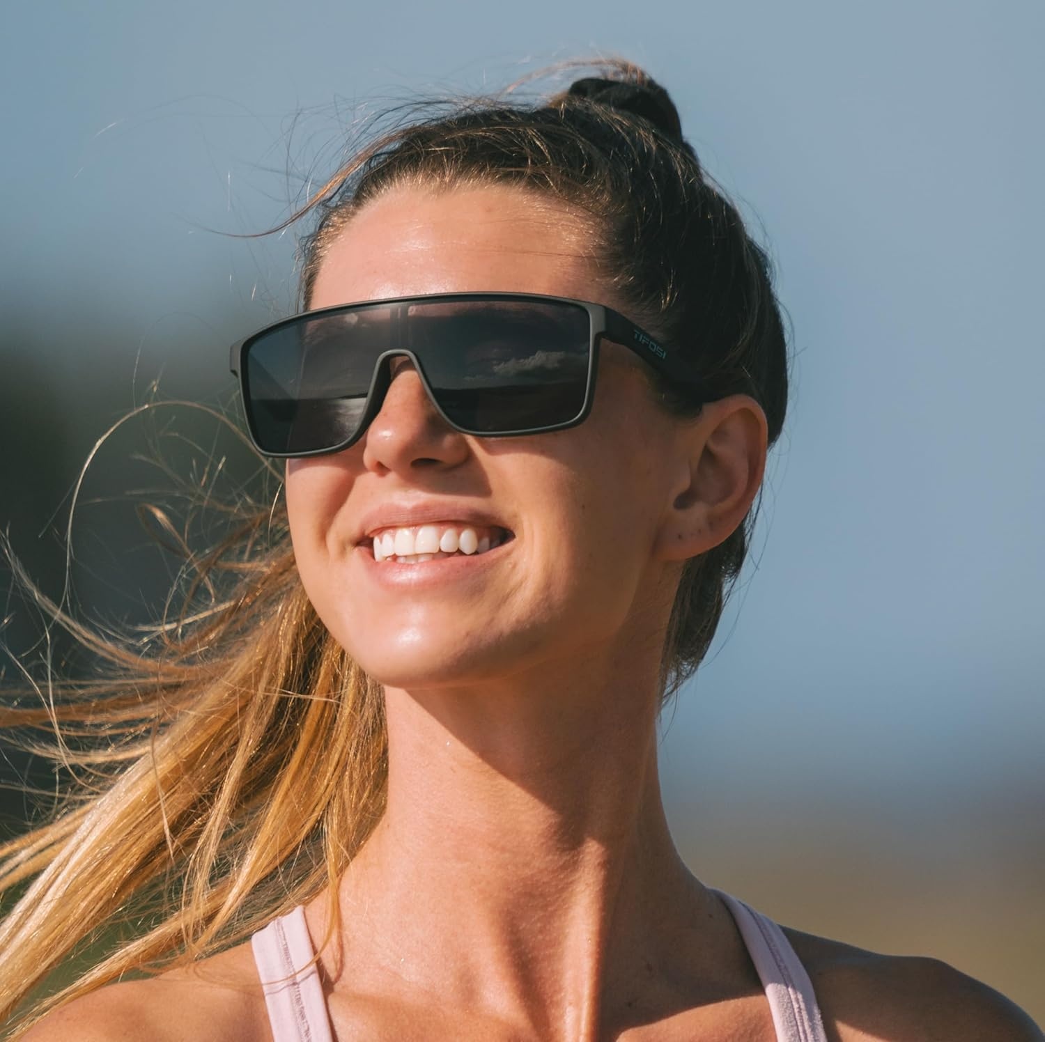 Tifosi Sanctum Sunglasses, Ideal For Cycling, Golf, Hiking, Running, Tennis & Pickleball, Lifestyle(Blackout (Smoke))