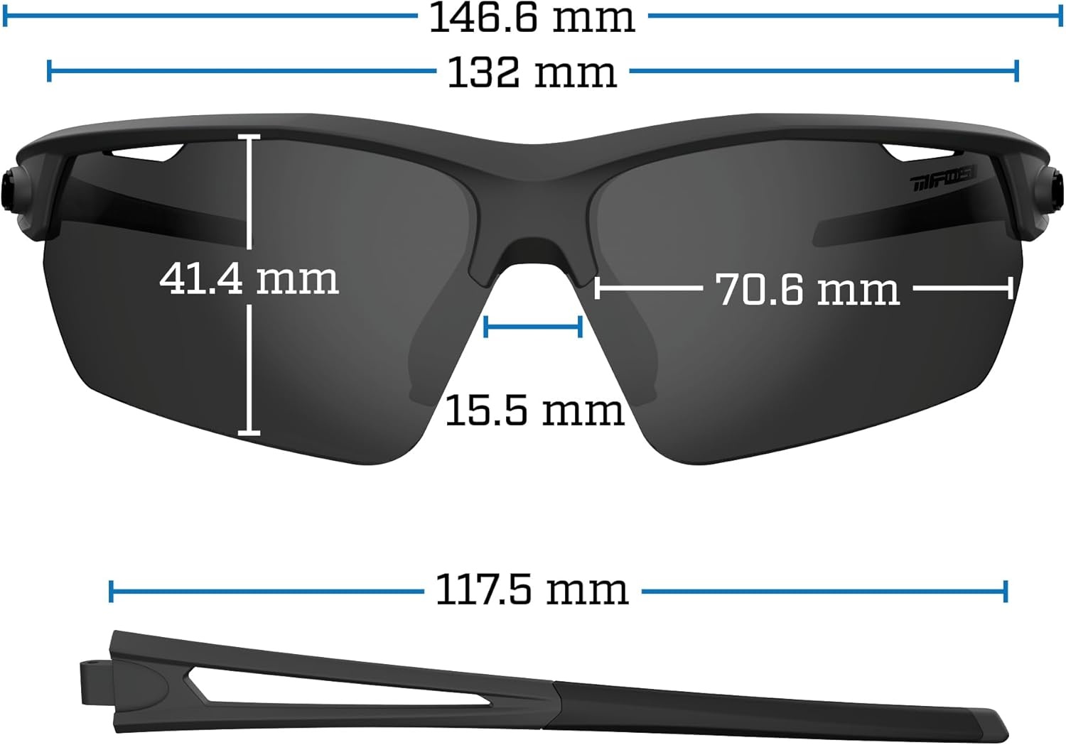 Tifosi Optics Navar FC Full Coverage Sport Sunglasses – Ideal For Golf, Pickleball, Running & Tennis. Vented Lenses(Gloss Black  Ac Red)