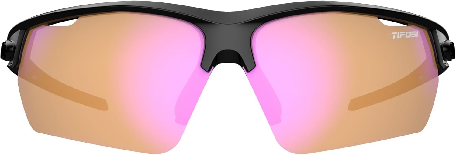 Tifosi Optics Navar FC Full Coverage Sport Sunglasses – Ideal For Golf, Pickleball, Running & Tennis. Vented Lenses(Gloss Black  Ac Red)