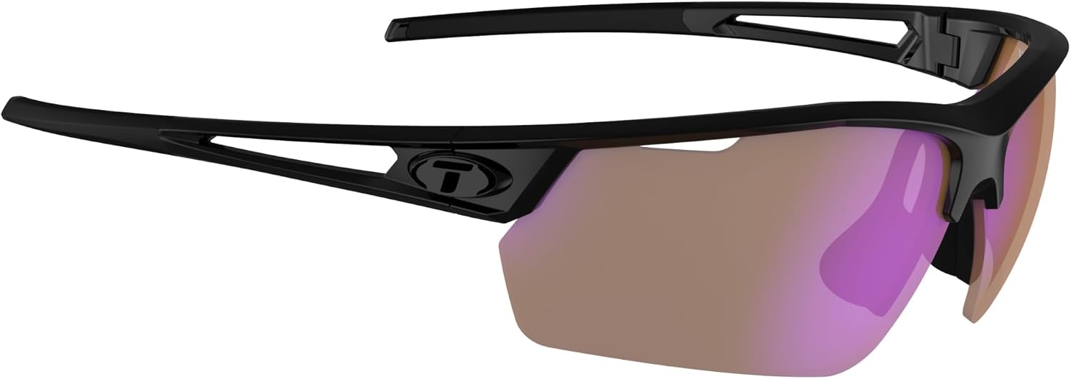 Tifosi Optics Navar FC Full Coverage Sport Sunglasses – Ideal For Golf, Pickleball, Running & Tennis. Vented Lenses(Gloss Black  Ac Red)