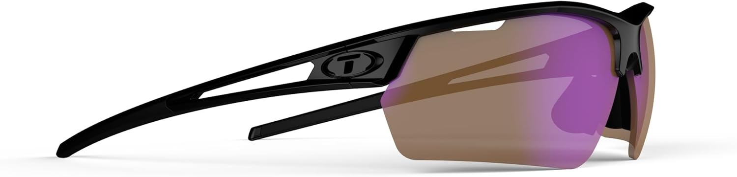 Tifosi Optics Navar FC Full Coverage Sport Sunglasses – Ideal For Golf, Pickleball, Running & Tennis. Vented Lenses(Gloss Black  Ac Red)