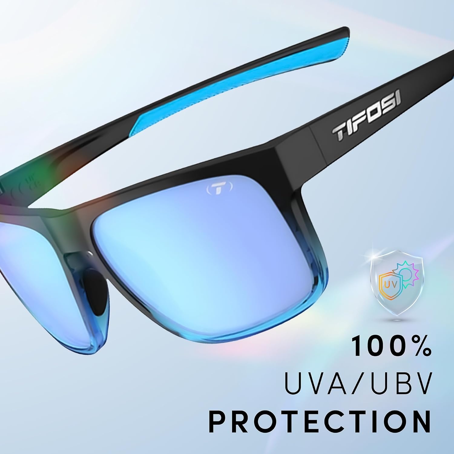 Tifosi Swick Sport Sunglasses – Ideal For Cycling, Golf, Hiking, Pickleball, Running, Tennis and Great Lifestyle Look(Onyx-blue Fade/Sky Blue)