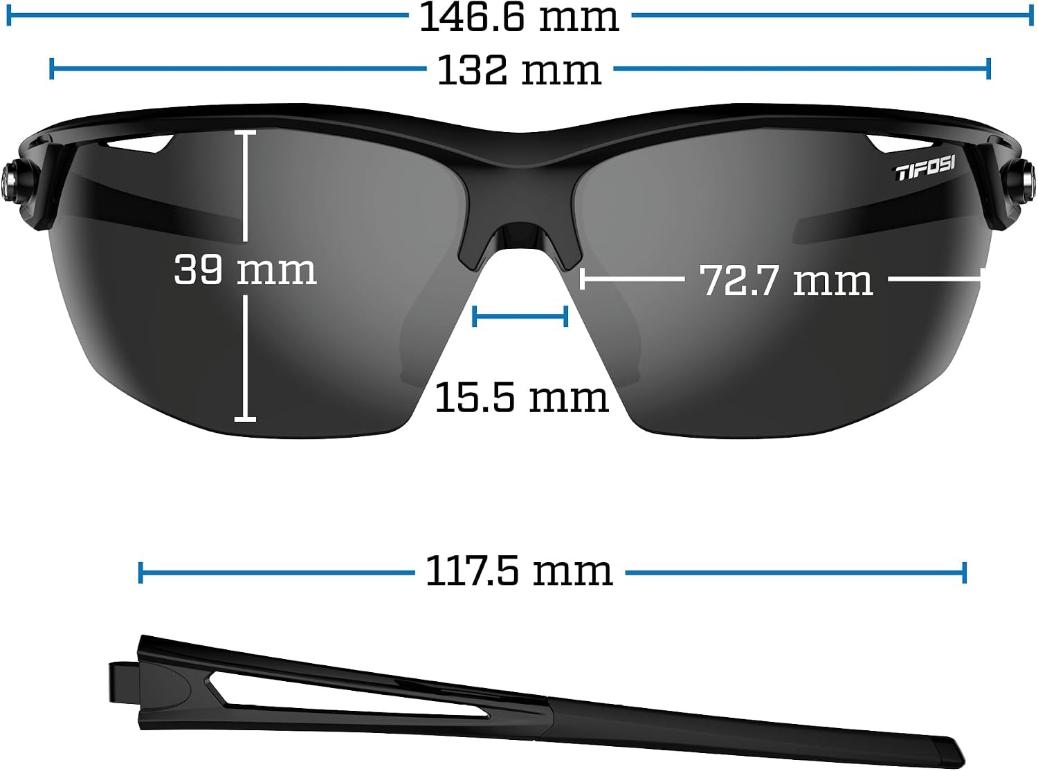 Tifosi Optics Navar Sport Sunglasses – Ideal For Golf, Pickleball, Running & Tennis. Vented Lenses Prevent Fogging(Gloss Black  Smoke)