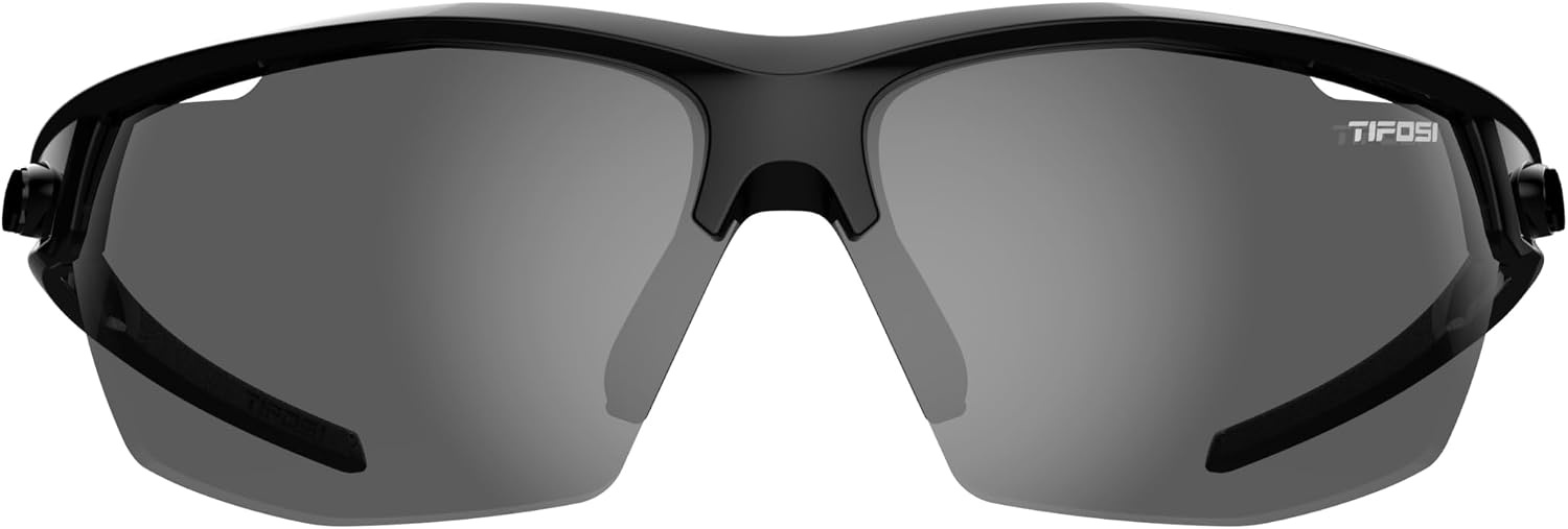 Tifosi Optics Navar Sport Sunglasses – Ideal For Golf, Pickleball, Running & Tennis. Vented Lenses Prevent Fogging(Gloss Black  Smoke)