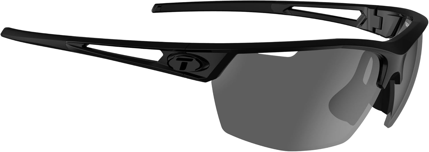 Tifosi Optics Navar Sport Sunglasses – Ideal For Golf, Pickleball, Running & Tennis. Vented Lenses Prevent Fogging(Gloss Black  Smoke)