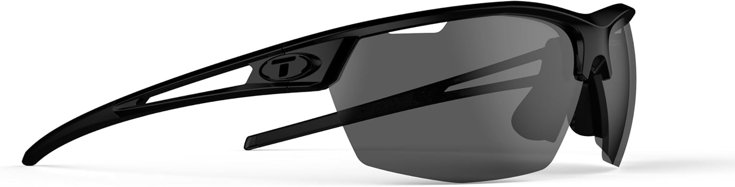 Tifosi Optics Navar Sport Sunglasses – Ideal For Golf, Pickleball, Running & Tennis. Vented Lenses Prevent Fogging(Gloss Black  Smoke)