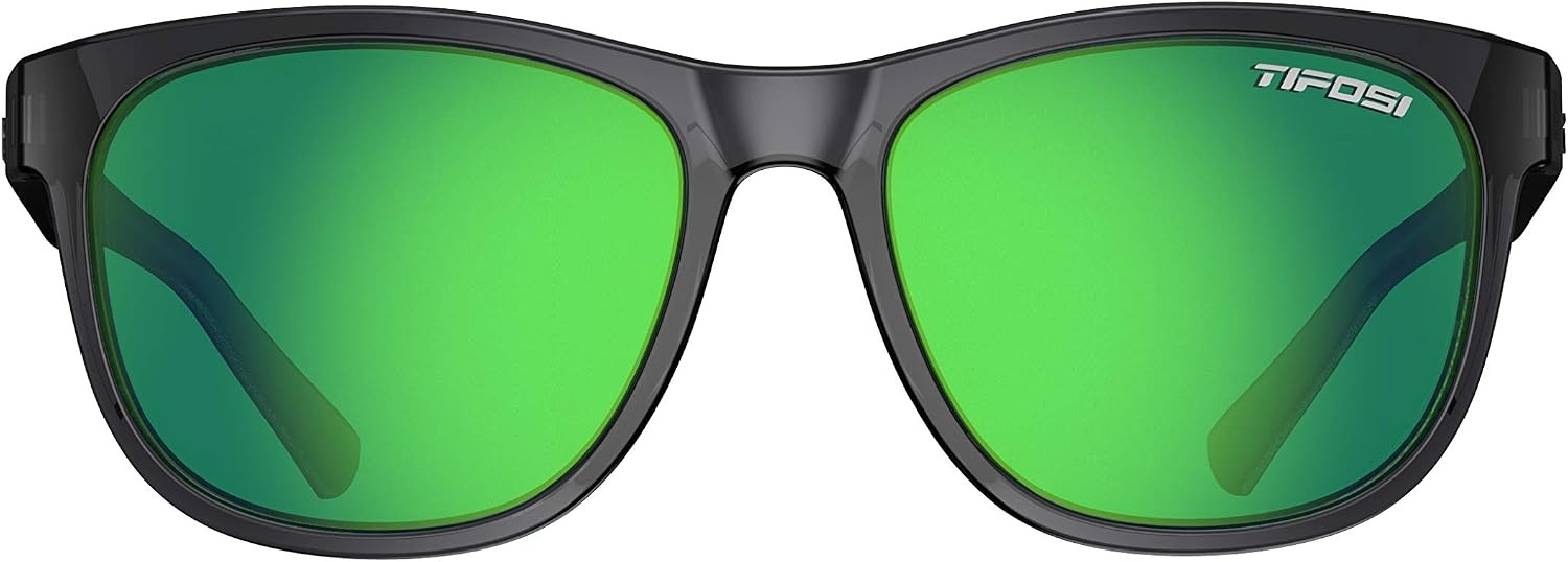 Tifosi Swick Sport Sunglasses – Ideal For Cycling, Golf, Hiking, Pickleball, Running, Tennis and Great Lifestyle Look(Crystal Smoke/Clarion Green Polarized)