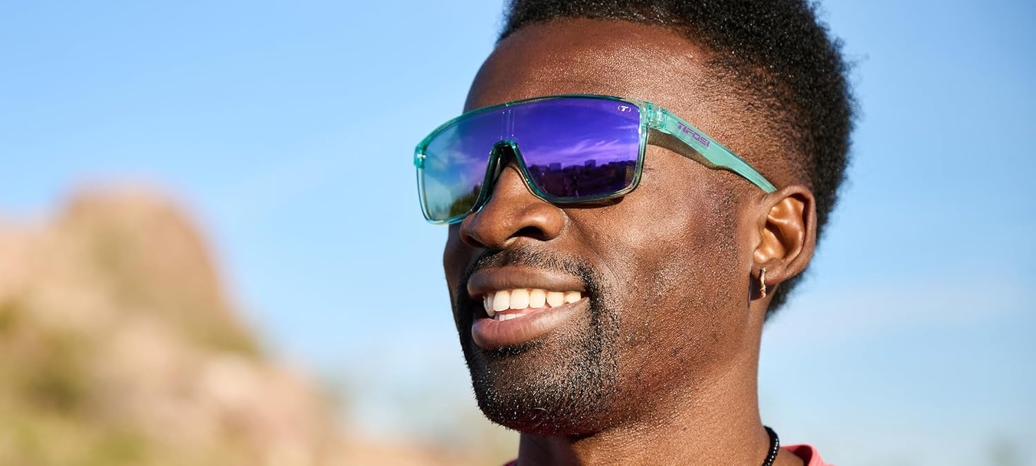 Tifosi Sanctum Sunglasses, Ideal For Cycling, Golf, Hiking, Running, Tennis & Pickleball, Lifestyle(Aqua Shimmer (Rose Mirror))