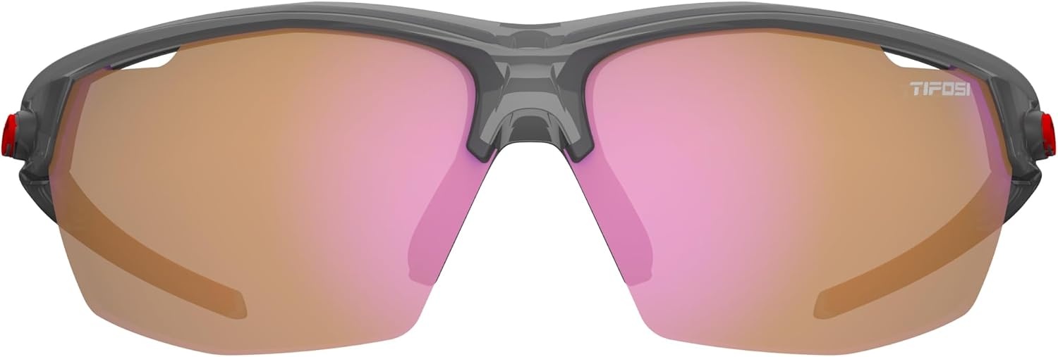 Tifosi Optics Navar Sport Sunglasses – Ideal For Golf, Pickleball, Running & Tennis. Vented Lenses Prevent Fogging(Satin Vapor  Ac Red)