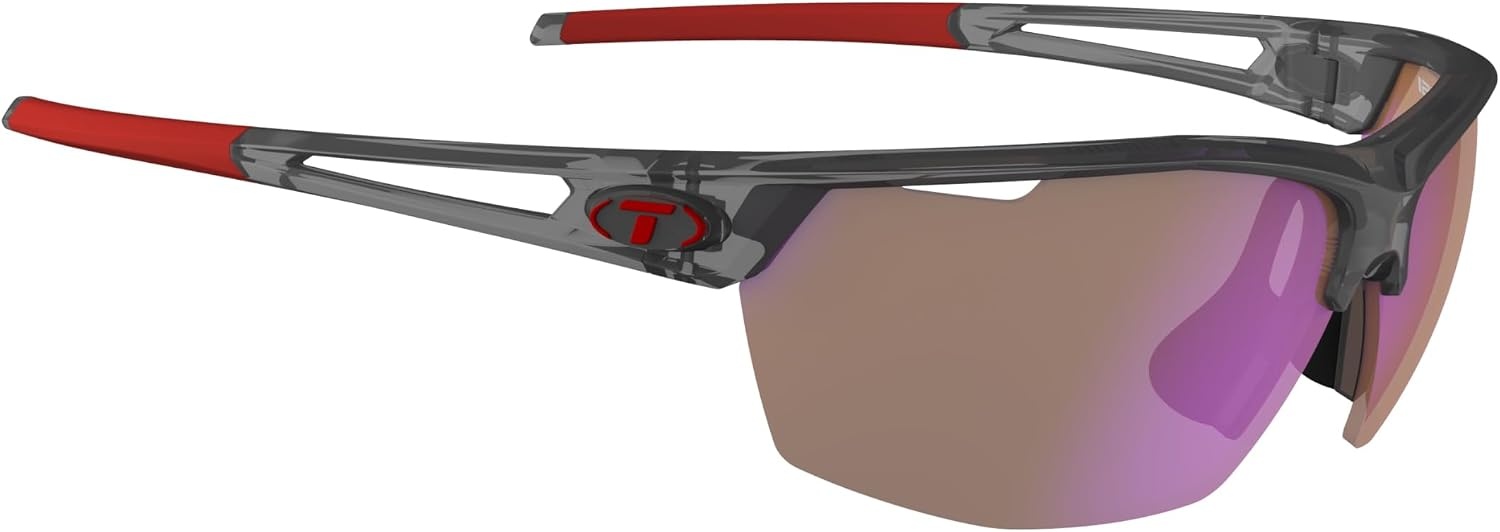Tifosi Optics Navar Sport Sunglasses – Ideal For Golf, Pickleball, Running & Tennis. Vented Lenses Prevent Fogging(Satin Vapor  Ac Red)
