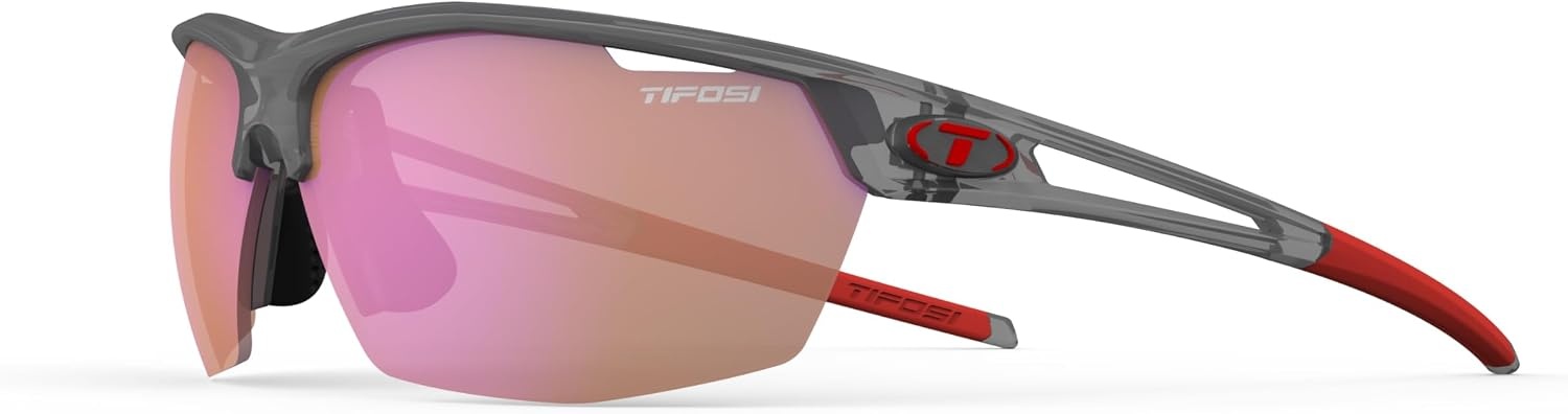 Tifosi Optics Navar Sport Sunglasses – Ideal For Golf, Pickleball, Running & Tennis. Vented Lenses Prevent Fogging(Satin Vapor  Ac Red)