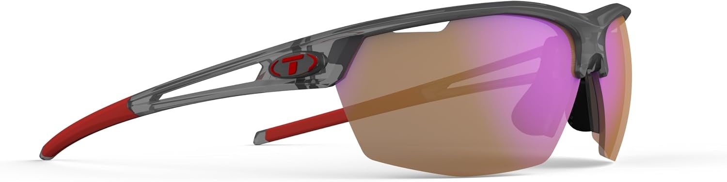 Tifosi Optics Navar Sport Sunglasses – Ideal For Golf, Pickleball, Running & Tennis. Vented Lenses Prevent Fogging(Satin Vapor  Ac Red)