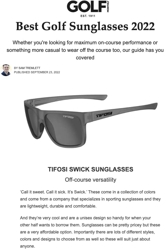 Tifosi Swick Sport Sunglasses – Ideal For Cycling, Golf, Hiking, Pickleball, Running, Tennis and Great Lifestyle Look(Blackout/Smoke)