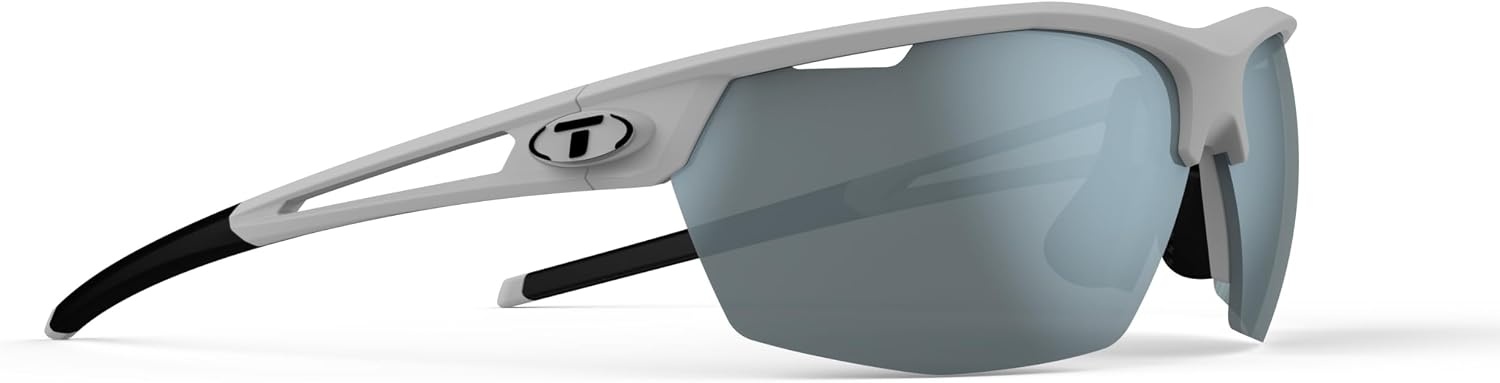 Tifosi Optics Navar Sport Sunglasses – Ideal For Golf, Pickleball, Running & Tennis. Vented Lenses Prevent Fogging(Matte White  Smoke Bright Blue Mirror)
