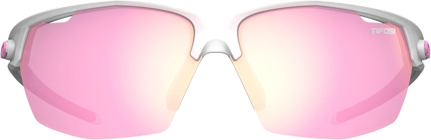 Tifosi Optics Navar Sport Sunglasses – Ideal For Golf, Pickleball, Running & Tennis. Vented Lenses Prevent Fogging(Satin Clear  Pink Mirror)