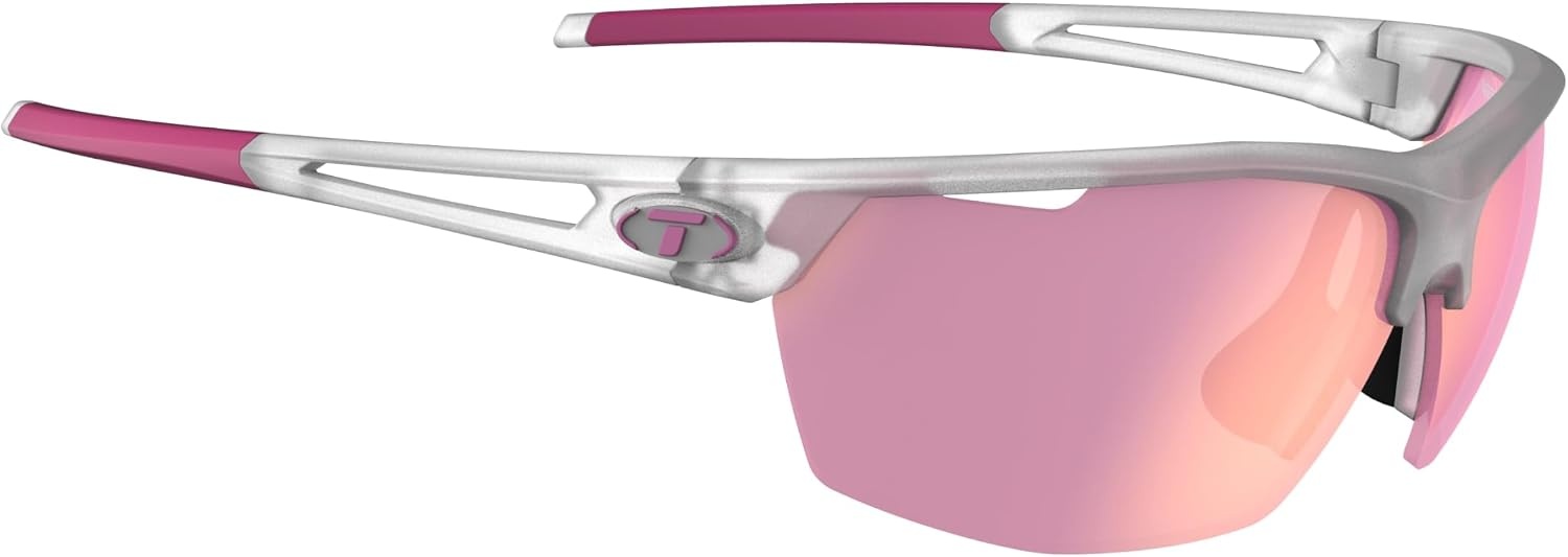 Tifosi Optics Navar Sport Sunglasses – Ideal For Golf, Pickleball, Running & Tennis. Vented Lenses Prevent Fogging(Satin Clear  Pink Mirror)