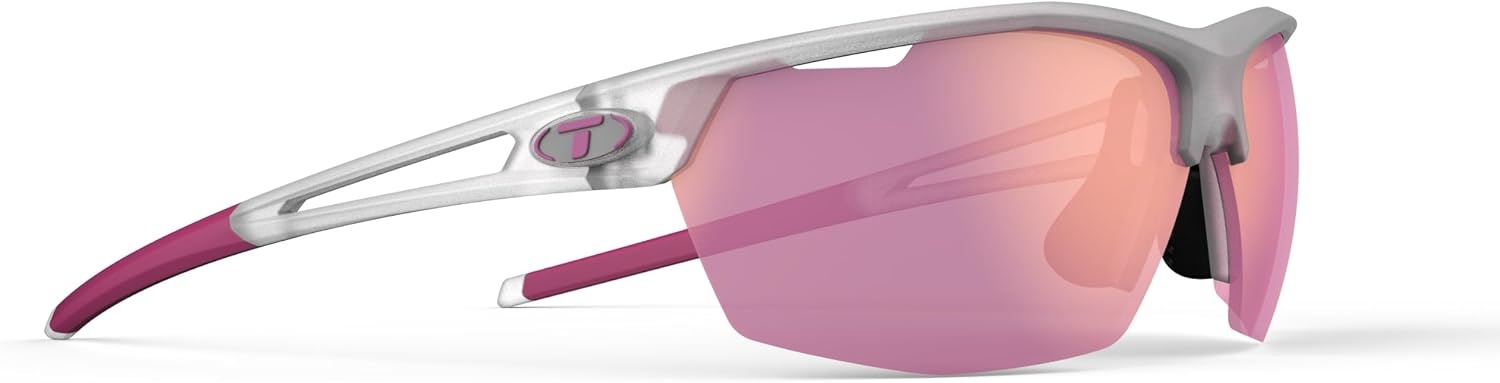 Tifosi Optics Navar Sport Sunglasses – Ideal For Golf, Pickleball, Running & Tennis. Vented Lenses Prevent Fogging(Satin Clear  Pink Mirror)