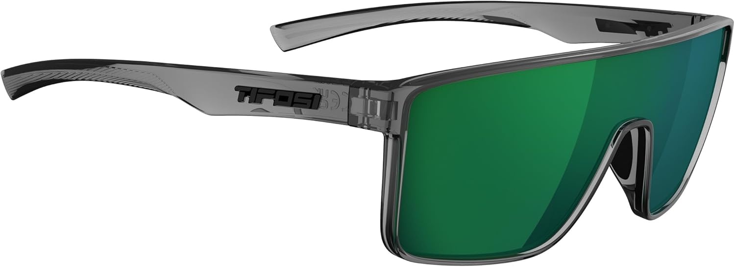 Tifosi Sanctum Sunglasses, Ideal For Cycling, Golf, Hiking, Running, Tennis & Pickleball, Lifestyle(Crystal Smoke  Green Mirror Polarized)