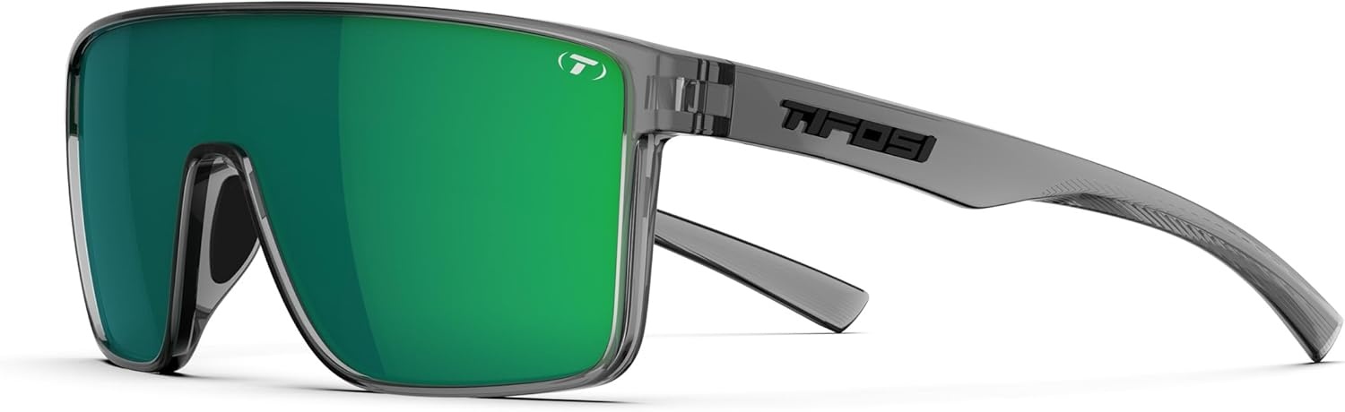 Tifosi Sanctum Sunglasses, Ideal For Cycling, Golf, Hiking, Running, Tennis & Pickleball, Lifestyle(Crystal Smoke  Green Mirror Polarized)