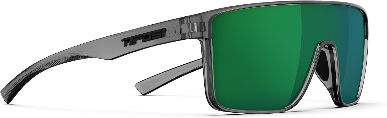 Tifosi Sanctum Sunglasses, Ideal For Cycling, Golf, Hiking, Running, Tennis & Pickleball, Lifestyle(Crystal Smoke  Green Mirror Polarized)