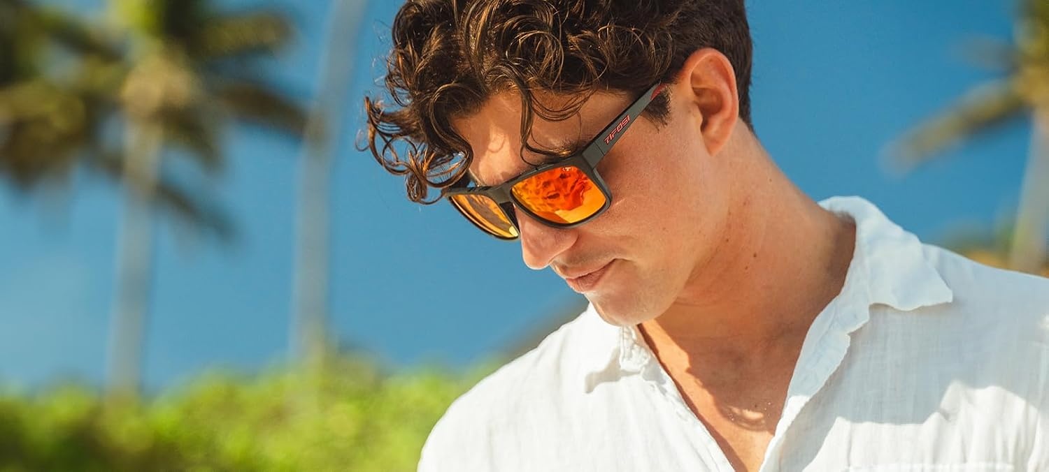 Tifosi Swick Sport Sunglasses – Ideal For Cycling, Golf, Hiking, Pickleball, Running, Tennis and Great Lifestyle Look(Satin Black-crimson/Smoke Red)