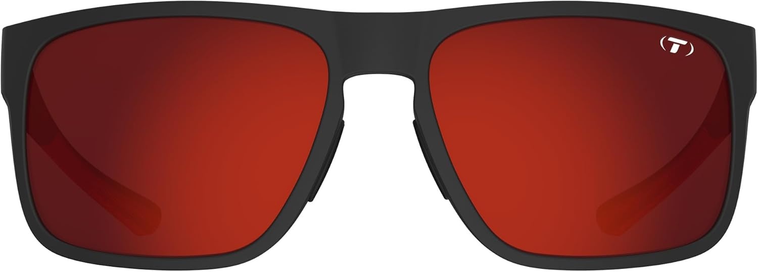Tifosi Swick Sport Sunglasses – Ideal For Cycling, Golf, Hiking, Pickleball, Running, Tennis and Great Lifestyle Look(Satin Black-crimson/Smoke Red)
